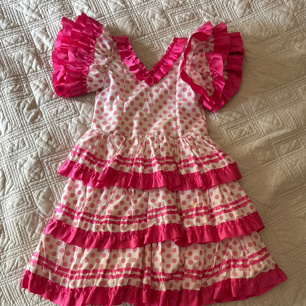 Pink Polka Dot Ruffle Dress